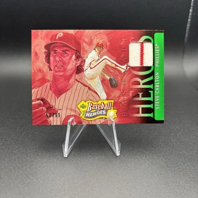 2005 UD Baseball Heroes Steve Carlton Game Used Jersey Relic Red /99 UX1996 - Image 1 of 2