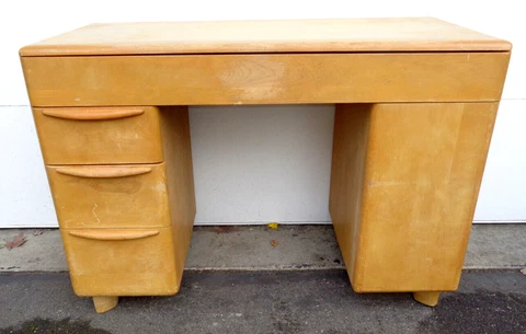 SUPER DECO HEYWOOD WAKEFIELD MID CENTURY MODERN STREAMLINE DESK W/ BOOKCASE END Cover