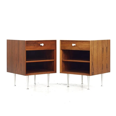 George Nelson Herman Miller Mid Century Rosewood Thin Edge Nightstands - Pair Cover