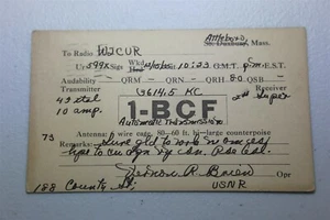 QSL CARD - 1BCF - AUTOMATIKGETRIEBE - 1935 EARLY CALL ATTLEBORO - Bild 1 von 2