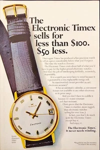 1969 Electronic Timex Wrist Watch Never Needs Winding Vintage Print Ad - Picture 1 of 5