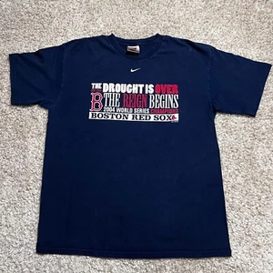 Camisa de los Medias Rojas de Boston para hombre grande azul Nike Campeones de la Serie Mundial La sequía ha terminado MLB - Imagen 1 de 12