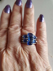 Colleen Lopez Oval Kyanite Cabochon & Zircon Silver 925 Ring Size 9 NWOT  - Picture 1 of 11