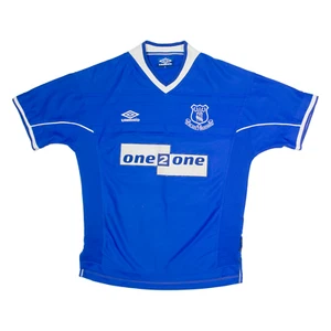 UMBRO Everton Mens Football Shirt T-Shirt Blue V-Neck M - Picture 1 of 6
