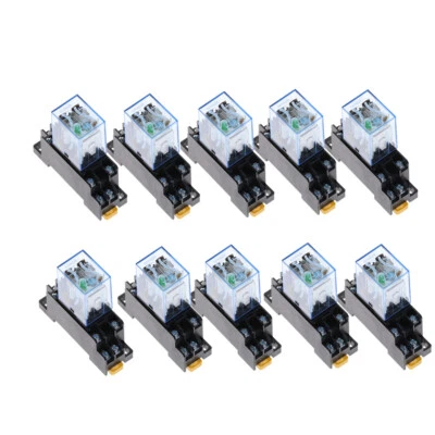 10Pcs Relay LY2NJ 220V AC Small Relay 10A 8PIN Coil DPDT With Socket Base - Image 1 of 4
