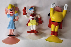 Mighty Mouse 1989 Suction Cup Figures Wendy's Vintage Lot Of 3
