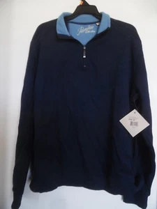 NEW WT PARADISE 1/2 ZIP SWEATER SIZE M 100% COTTON BLUE SOLID - Picture 1 of 3