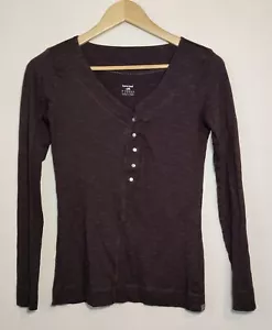 HORNY TOAD WOMENS XS BLACK KNIT BUTTON V-NECK SWEATER SHIRT LONG SLEEVE PULLOVER - Picture 1 of 4