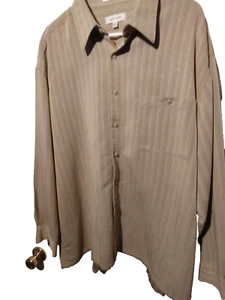 Pierre Cardin Dress Shirt Tan/Brown Men's Sz XL 17-17.5 D24 - Picture 1 of 5