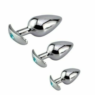 S+M+L /Set For Women Men Couples Metal Jewel Anal Butt Plug Stainless Sex Toy - Image 1 of 4