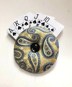 Playing Card Holder Upcycled From Men's Tie and Suit - Picture 1 of 5