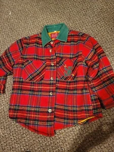 Vintage French Made Flannel Children's Shirt  Rockabilly Wool Red Plaid Size 6Y - Picture 1 of 5