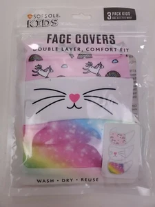 Paquete de 3 máscaras de cubierta facial Sof Sole para niños talla reutilizable/lavable - Imagen 1 de 3