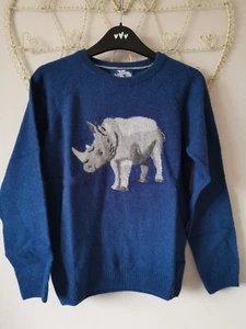 Trotters Thomas Brown Blue Raul Rhino Wool Blend Jumper BNWT 10-11 years - Picture 1 of 9