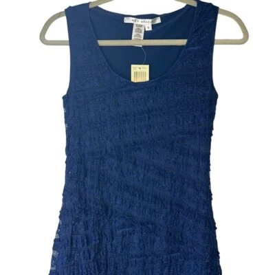 Vestido Max Studio Lades Azul Marino Forrado Encaje, Sin Mangas, Talla Pequeña, ¡NUEVO CON ETIQUETAS! Foto 1 de 3