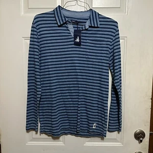 NWT Johnnie-O Boys Lutz Striped Long Sleeve Polo Vista Blue , Sz 14 MSRP $59 - Picture 1 of 6
