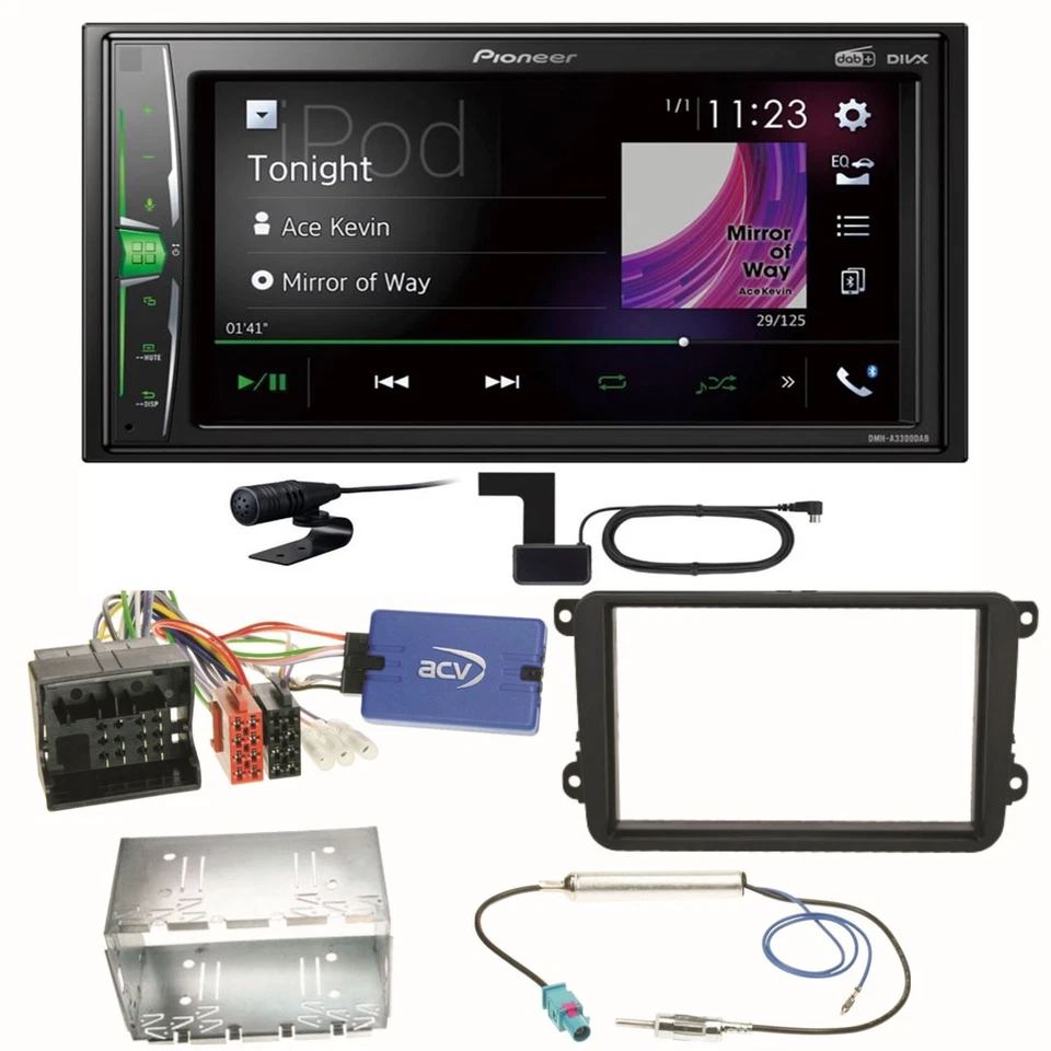 Pioneer DMH-A3300DAB Bluetooth MP3 Einbauset für Seat Alhambra Altea XL Leon - Bild 1 von 1