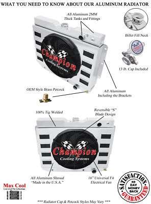 Radiador talla 3 filas, ventilador de 16", cubierta con aletas-1960-1965 Chevrolet Biscayne LS Foto 1 de 4