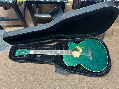 USED LUNA Flora Moonflower Custom folk Acoustic GUITAR w/case Local Pickup - Image 1 of 4