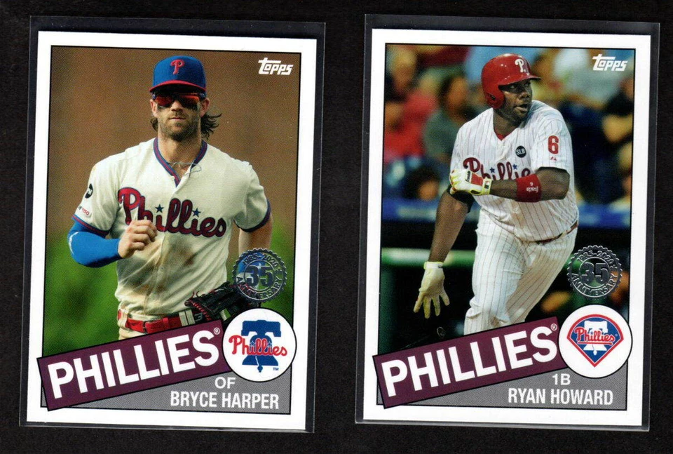 PHILADELPHIA PHILLIES 2 DIFF 2020 TOPPS UPDATE '85 TOPPS INSERTS HARPER HOWARD - Image 1 of 1
