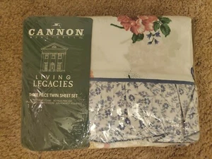 NEW Vintage Cannon Monticello Floral Forget Me Not 3 Pieces Twin Sheet Set - Picture 1 of 5