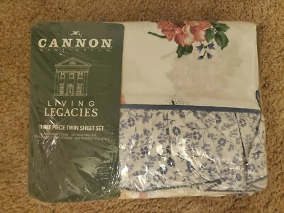 NEW Vintage Cannon Monticello Floral Forget Me Not 3 Pieces Twin Sheet Set - Image 1 of 4