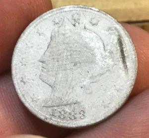1883 "WITH CENTS", RESTORED DATE Variety Liberty Head V-Nickel, US 5 Cent - Picture 1 of 8