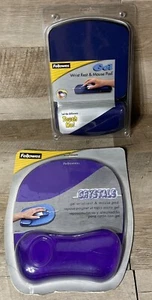 Fellowes Gel Wrist Rest Mousepads Crystals Purple Gel Blue Set Of 2 - Picture 1 of 6