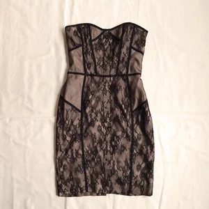 Reiss Black Nude Lace Strapless Bodycon Cocktail Dress Party Dress size UK 10 - Picture 1 of 11