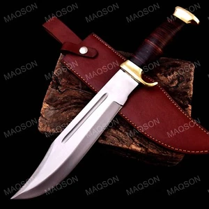 Cuchillo Bowie de caza cuchillo exterior camping 440A acero hecho a mano inoxidable - Imagen 1 de 10