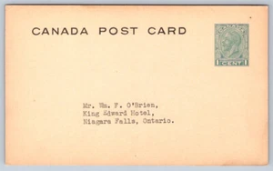 UX52b, George V, 1c, 1930s Postcard To Wm. F. O'Brien, Niagara Falls, Ontario - Picture 1 of 2