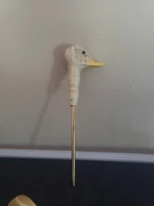 17" Brass Shoe Horn With White Duck Head - Picture 1 of 14