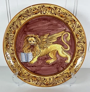 Winged Lion 13” Round Platter Unknown Makers Mark On Back - Picture 1 of 4