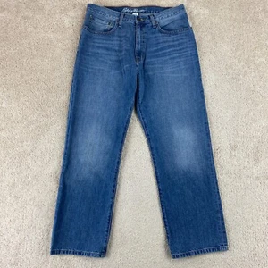 Eddie Bauer Jeans Men 34x29 Blue Relaxed Straight Mid Rise Light Wash Cotton - Picture 1 of 14