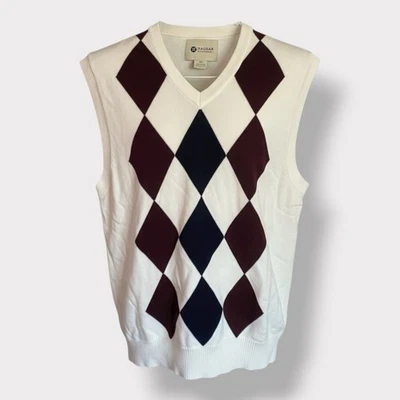 Haggar Argyle v 领毛衣背心男式 M 码 — 第 1/4 张图片