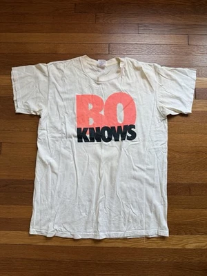 Vintage Authentic Nike Bo Knows Bo Jackson Shirt XL White Pink Air Jordan - Image 1 of 4