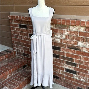 Show Me Your Mumu Cream Chiffon Claire Midi Dress Size Large - Picture 1 of 9