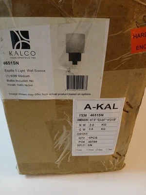 Aplique de pared Kalco Espille 1 luz, níquel satinado - 4651SN nuevo en caja Foto 1 de 4