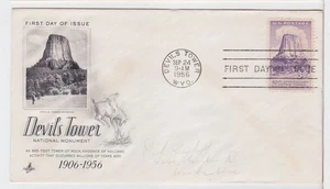 TurtlesTradingPost- Devils Tower- #1084 FDC 1956 Artcraft Cachet - Picture 1 of 1