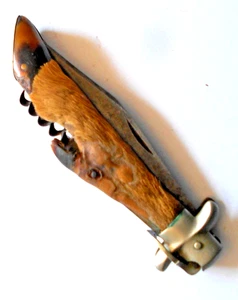 ANTIQUE SCOT'S DEER FOOT LOCK BACK FOLDING KNIFE SCOTS GUARDS LTH 9.1/2" / 24 CM - Foto 1 di 8