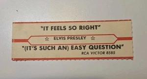 VTG Jukebox Title Strip ELVIS PRESLEY "It Feels So Right & Easy Question" 1960 - Picture 1 of 1