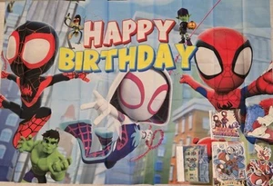 Spidey And His Amazing Friends Party Supplies Set 3X5Ft Banner Birthday FREE GIF - Picture 1 of 19