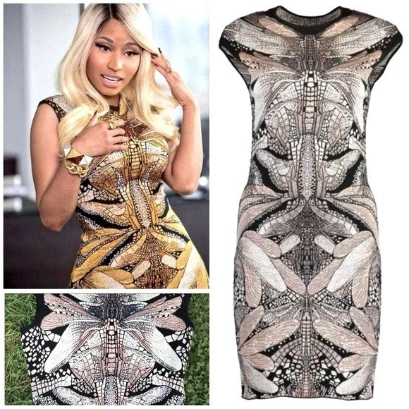 Vestido Alexander McQueen Libélula Intarsia Lana Mini Vestido Pequeño Foto 1 de 4