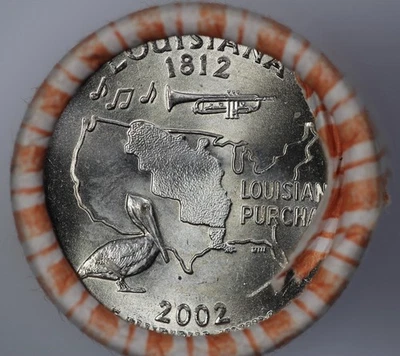 2002-P Louisiana 25c State Quarter Bank Wrapped Roll - Image 1 of 4