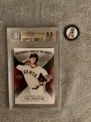 2007 Upper Deck MLB Rookie Card of the Month Tim Lincecum BGS 9.5 GEM MINT RC - Image 1 of 2