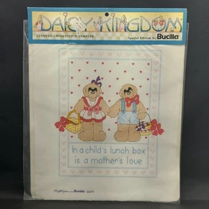 Bucilla Daisy Kingdom Stamped Cross Stitch Sampler 63279 VTG 1991 Bears Lunch - Picture 1 of 4