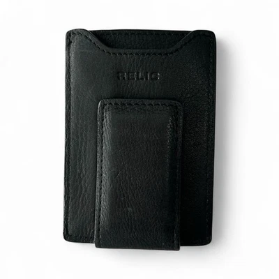 RELIC By Fossil Mens Black Leather Money Clip Front Pocket Wallet Card Holder - Image 1 of 3