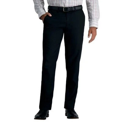 NEW Haggar Men's 36x32 Comfort Performance Dress Pants Straight Fit Black - Image 1 of 4