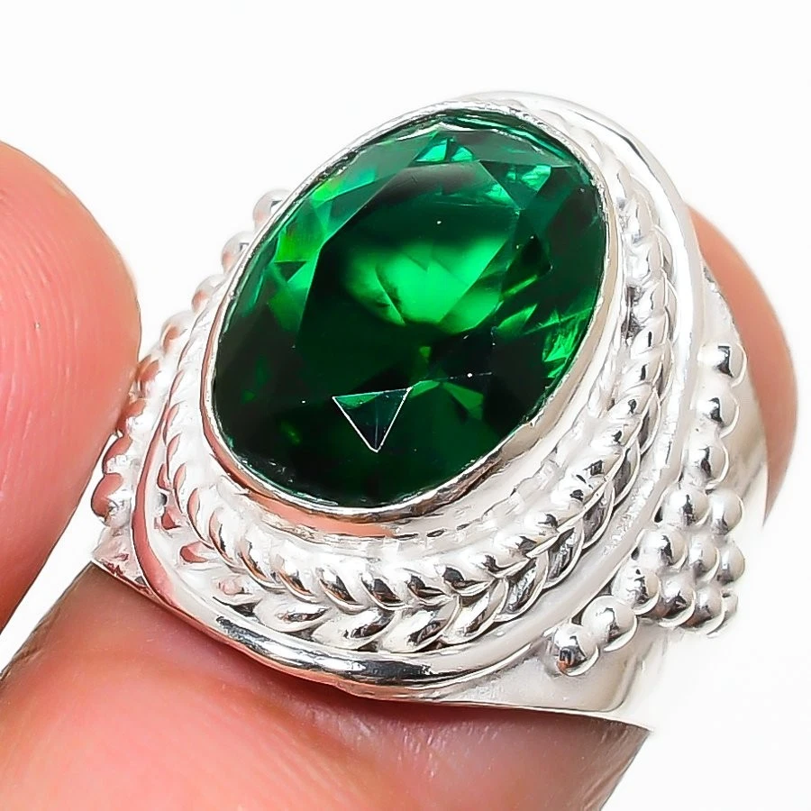 Chrome Diopside Gemstone Handmade 925 Sterling Silver All Size Ring For Gift - Image 1 of 1