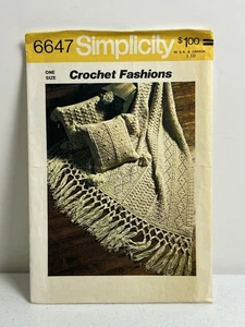 Crochet Cabled Afghan & Pillows Simplicity Fashions 60" Square Pattern 6647 VTG - Picture 1 of 4